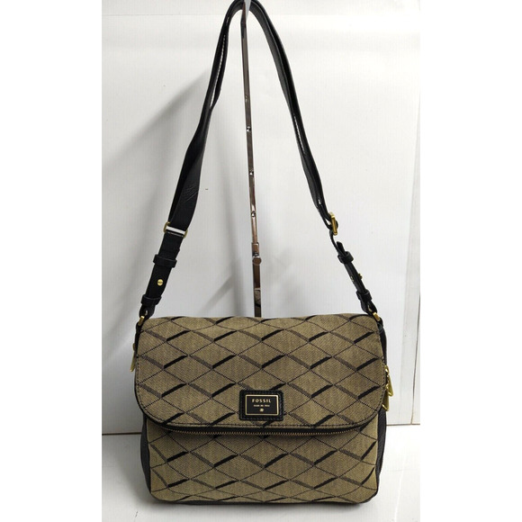 Fossil Preston Grey Canvas Logo Zip Arround Crossbody Shoulder Bag - Picture 1 of 13